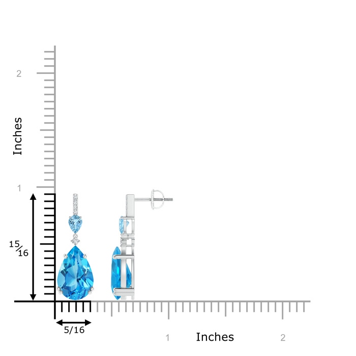 12x8mm AAAA Pear-Shaped Swiss Blue Topaz and Aquamarine Drop Earrings in P950 Platinum Product Image