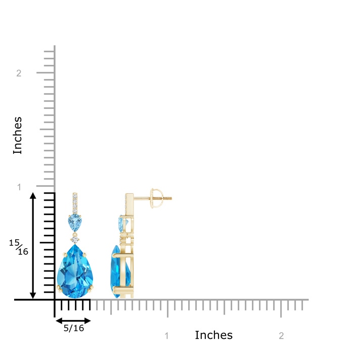 12x8mm AAAA Pear-Shaped Swiss Blue Topaz and Aquamarine Drop Earrings in Yellow Gold product image