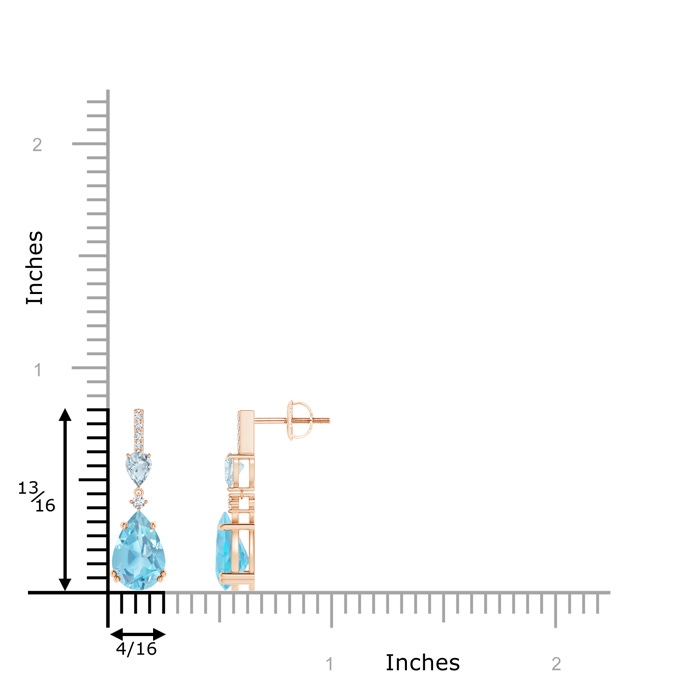 9x6mm A Pear-Shaped Swiss Blue Topaz and Aquamarine Drop Earrings in Rose Gold product image