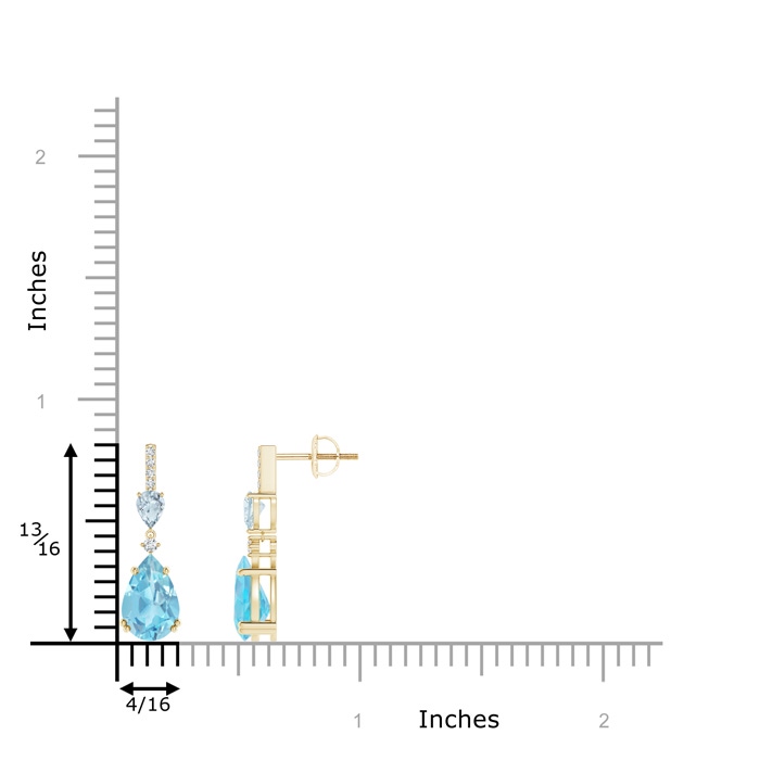 9x6mm A Pear-Shaped Swiss Blue Topaz and Aquamarine Drop Earrings in Yellow Gold product image