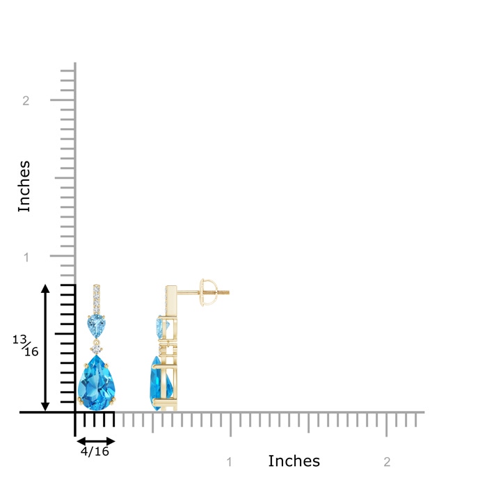 9x6mm AAAA Pear-Shaped Swiss Blue Topaz and Aquamarine Drop Earrings in Yellow Gold product image