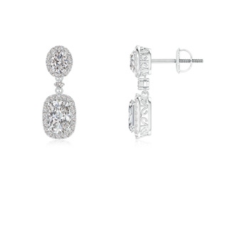 6x4mm IJI1I2 Two Tier Claw-Set Diamond Dangle Earrings with Halo in P950 Platinum