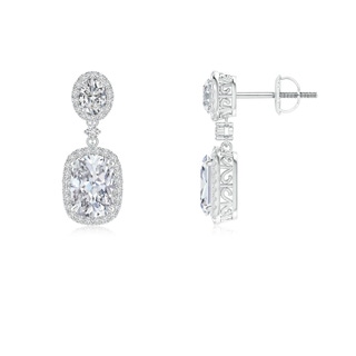 7x5mm HSI2 Two Tier Claw-Set Diamond Dangle Earrings with Halo in P950 Platinum