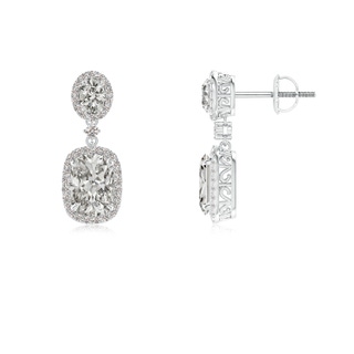 7x5mm KI3 Two Tier Claw-Set Diamond Dangle Earrings with Halo in P950 Platinum