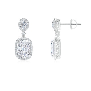 8x6mm GVS2 Two Tier Claw-Set Diamond Dangle Earrings with Halo in P950 Platinum