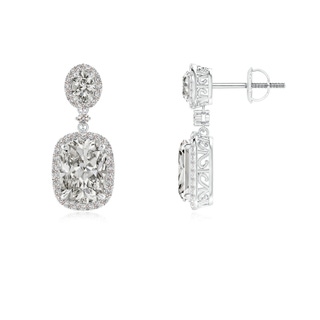 8x6mm KI3 Two Tier Claw-Set Diamond Dangle Earrings with Halo in P950 Platinum
