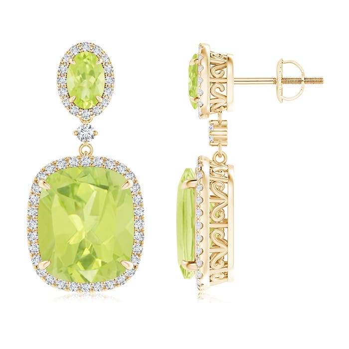 A - Peridot / 12.61 CT / 14 KT Yellow Gold