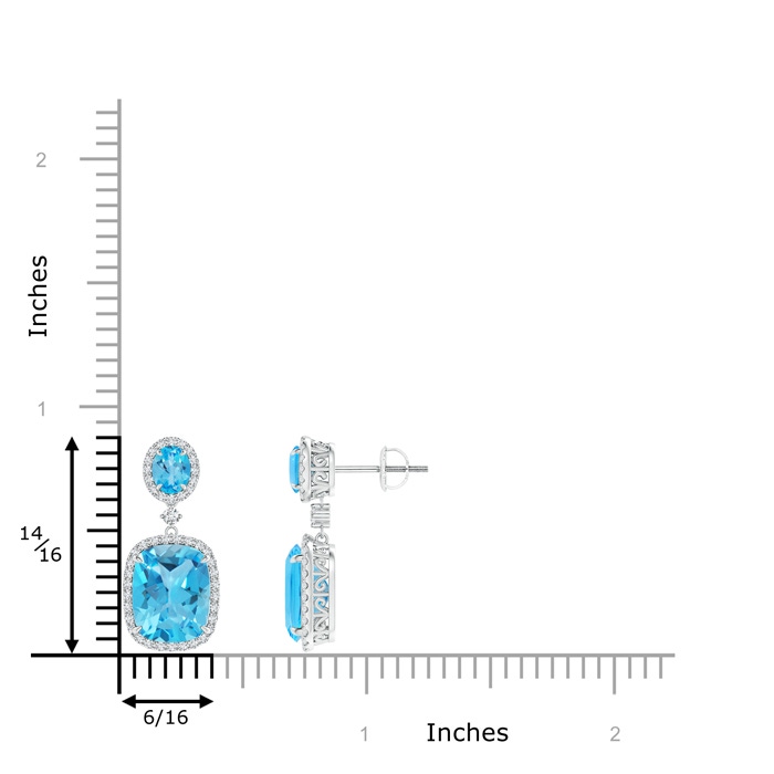 10x8mm AAA Two Tier Claw-Set Swiss Blue Topaz Dangle Earrings in White Gold product image