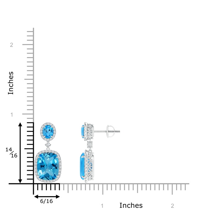 10x8mm AAAA Two Tier Claw-Set Swiss Blue Topaz Dangle Earrings in P950 Platinum product image