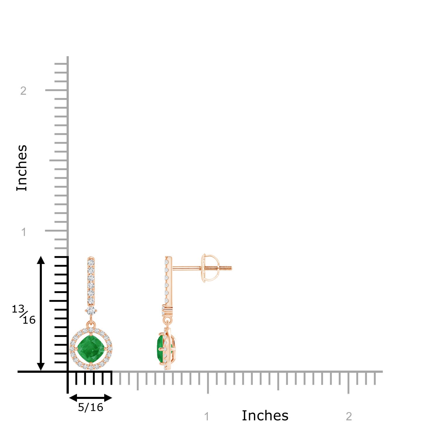 A - Emerald / 0.72 CT / 14 KT Rose Gold