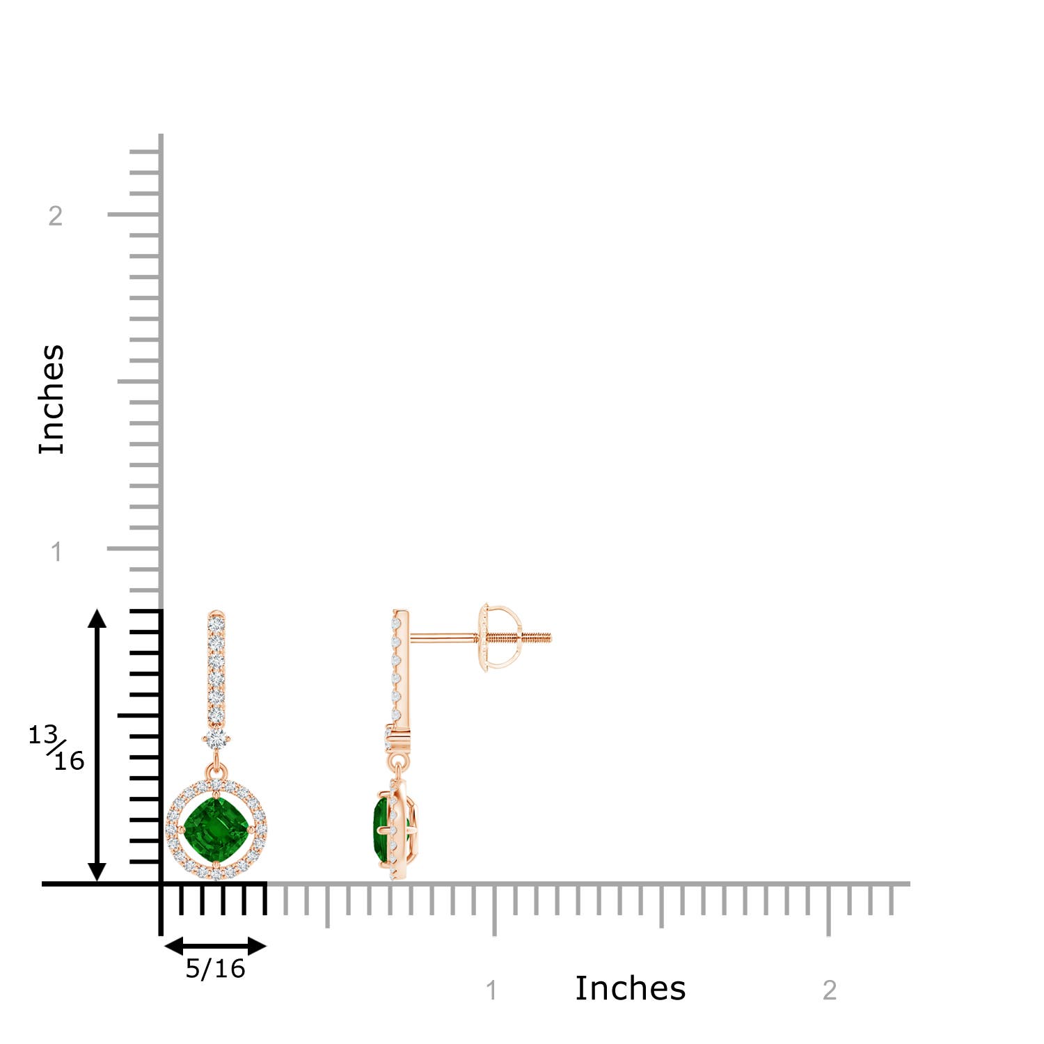 AAAA - Emerald / 0.72 CT / 14 KT Rose Gold