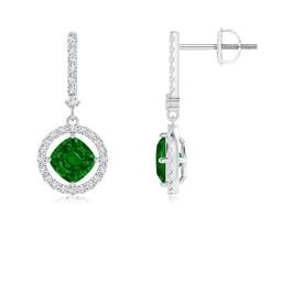 Cushion Emerald Halo Earrings