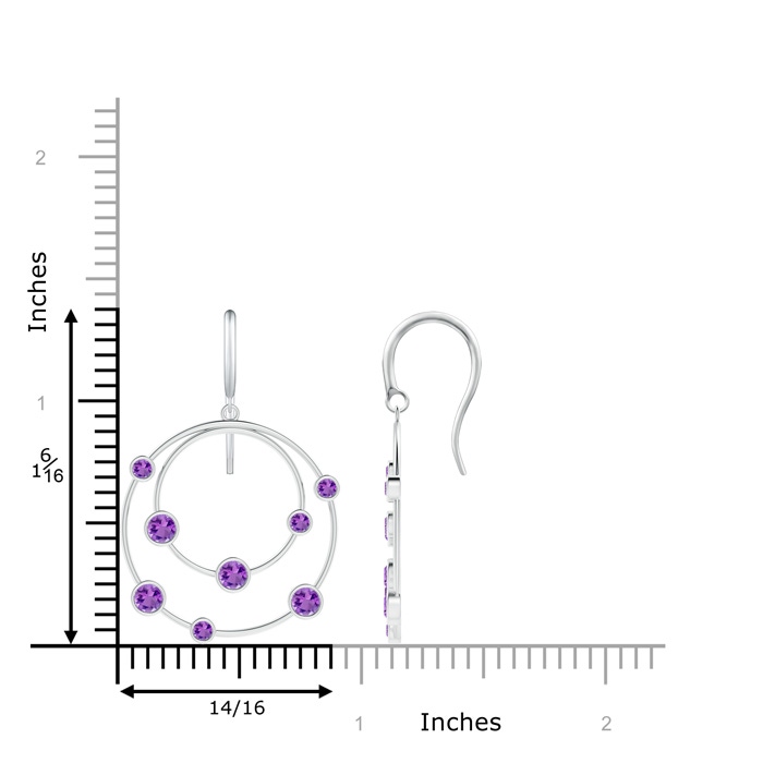 3mm AA Scattered Bezel Amethyst Twin Circle Earrings in White Gold product image
