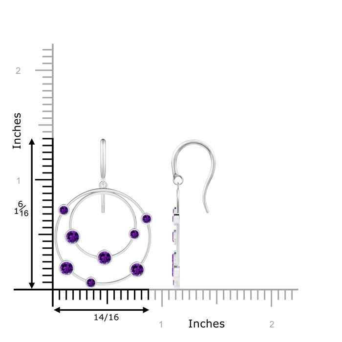 3mm AAAA Scattered Bezel Amethyst Twin Circle Earrings in P950 Platinum product image