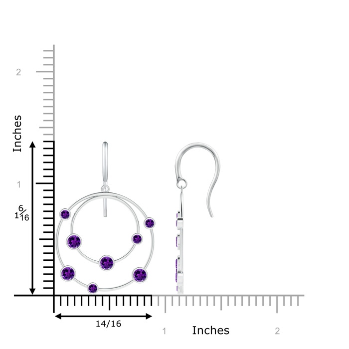 3mm AAAA Scattered Bezel Amethyst Twin Circle Earrings in White Gold product image