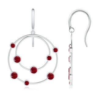 3mm AAAA Scattered Bezel Garnet Twin Circle Earrings in P950 Platinum