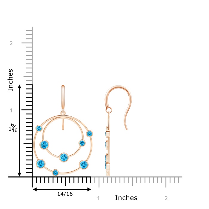 3mm AAAA Scattered Bezel Swiss Blue Topaz Twin Circle Earrings in Rose Gold Product Image