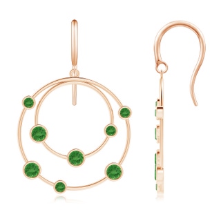 3mm AA Scattered Bezel Tsavorite Twin Circle Earrings in Rose Gold