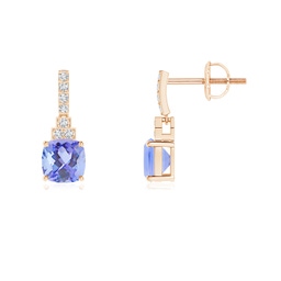 Cushion Tanzanite Drop Earrings