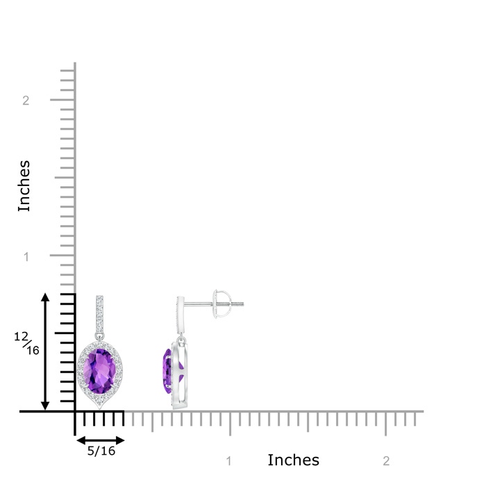 7x5mm AAA Claw-Set Oval Amethyst and Diamond Halo Earrings in White Gold product image