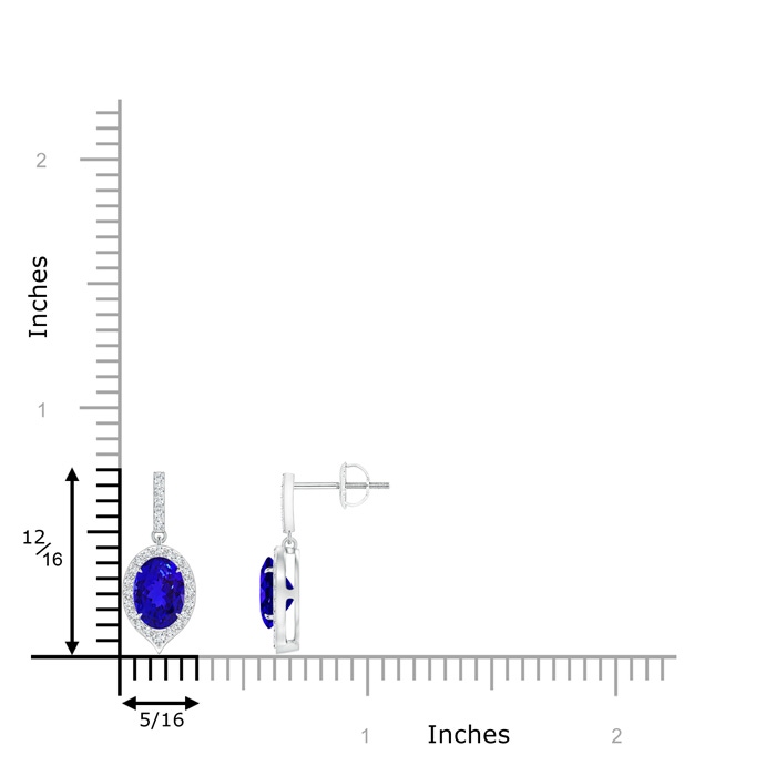 7x5mm AAAA Claw-Set Oval Tanzanite and Diamond Halo Earrings in P950 Platinum product image