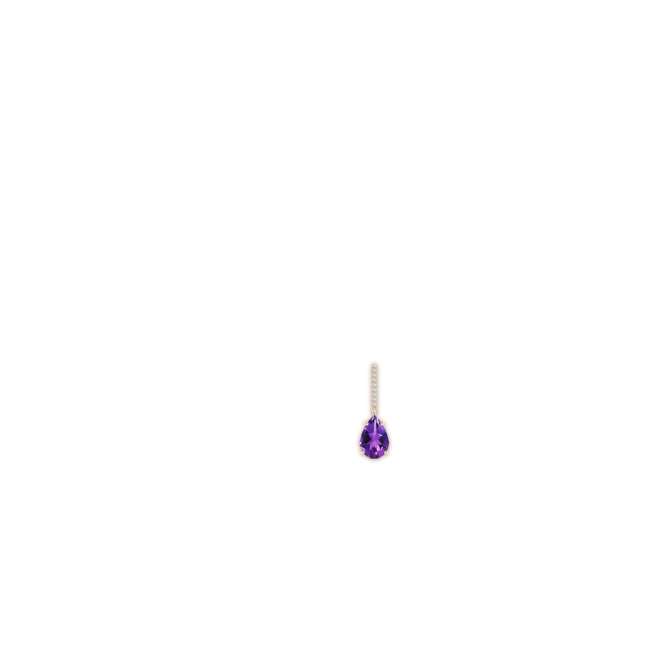 12x8mm AAAA Solitaire Pear Amethyst Drop Earrings with Diamonds in 18K Yellow Gold ear