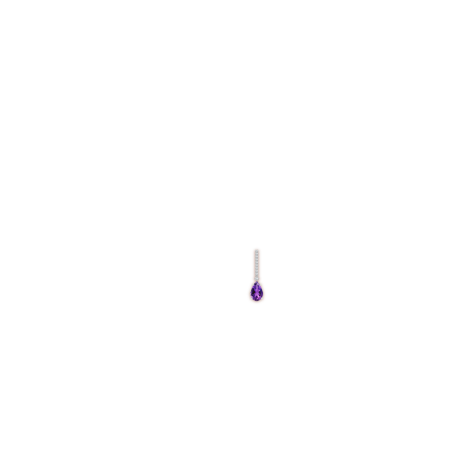 8x5mm AAAA Solitaire Pear Amethyst Drop Earrings with Diamonds in White Gold ear