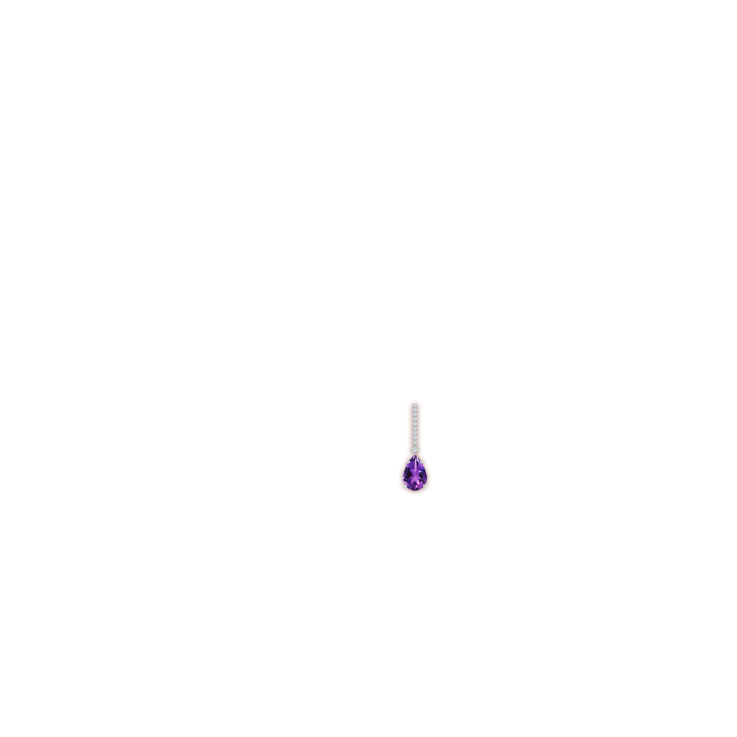 9x6mm AAAA Solitaire Pear Amethyst Drop Earrings with Diamonds in White Gold - body_ear