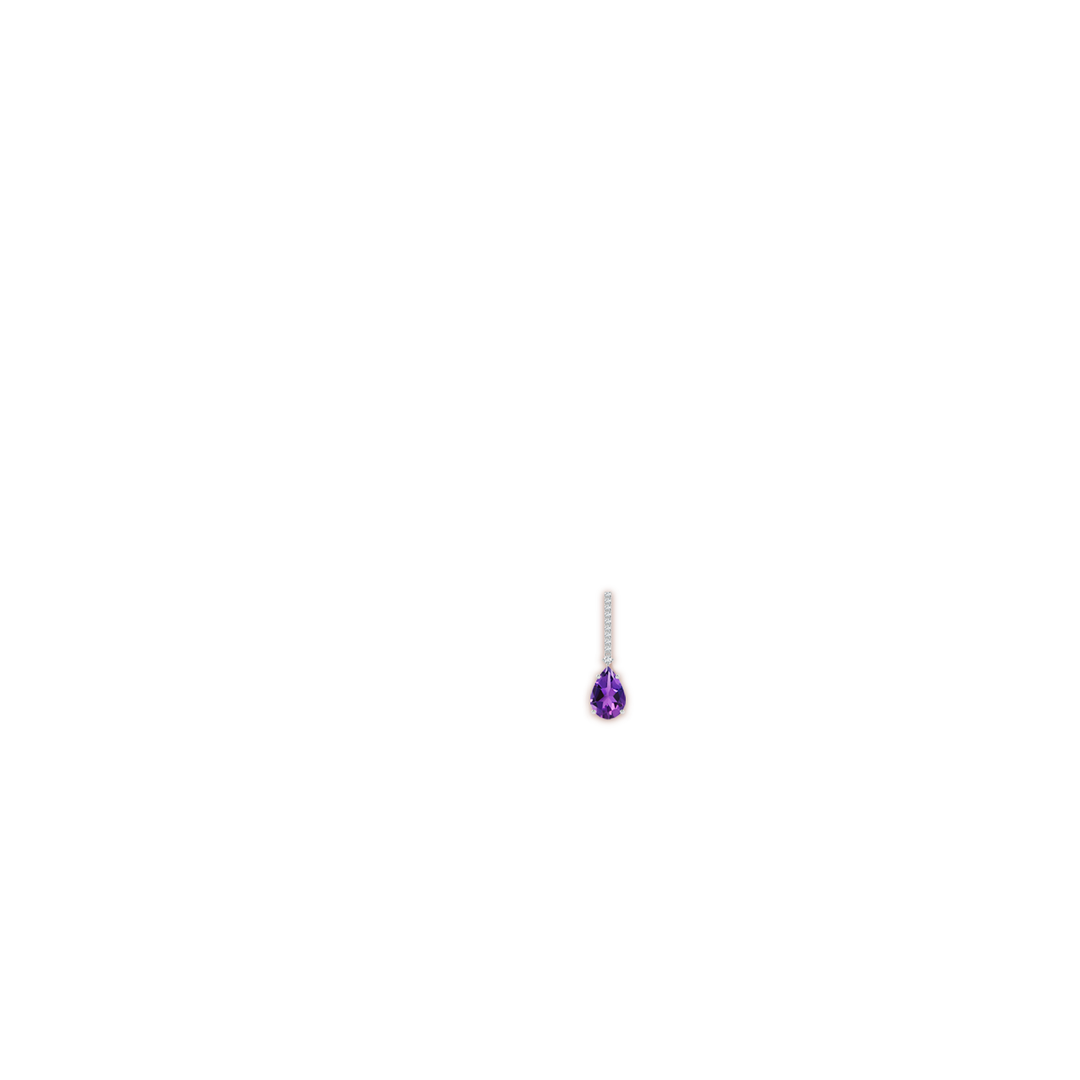 9x6mm AAAA Solitaire Pear Amethyst Drop Earrings with Diamonds in White Gold - body_ear