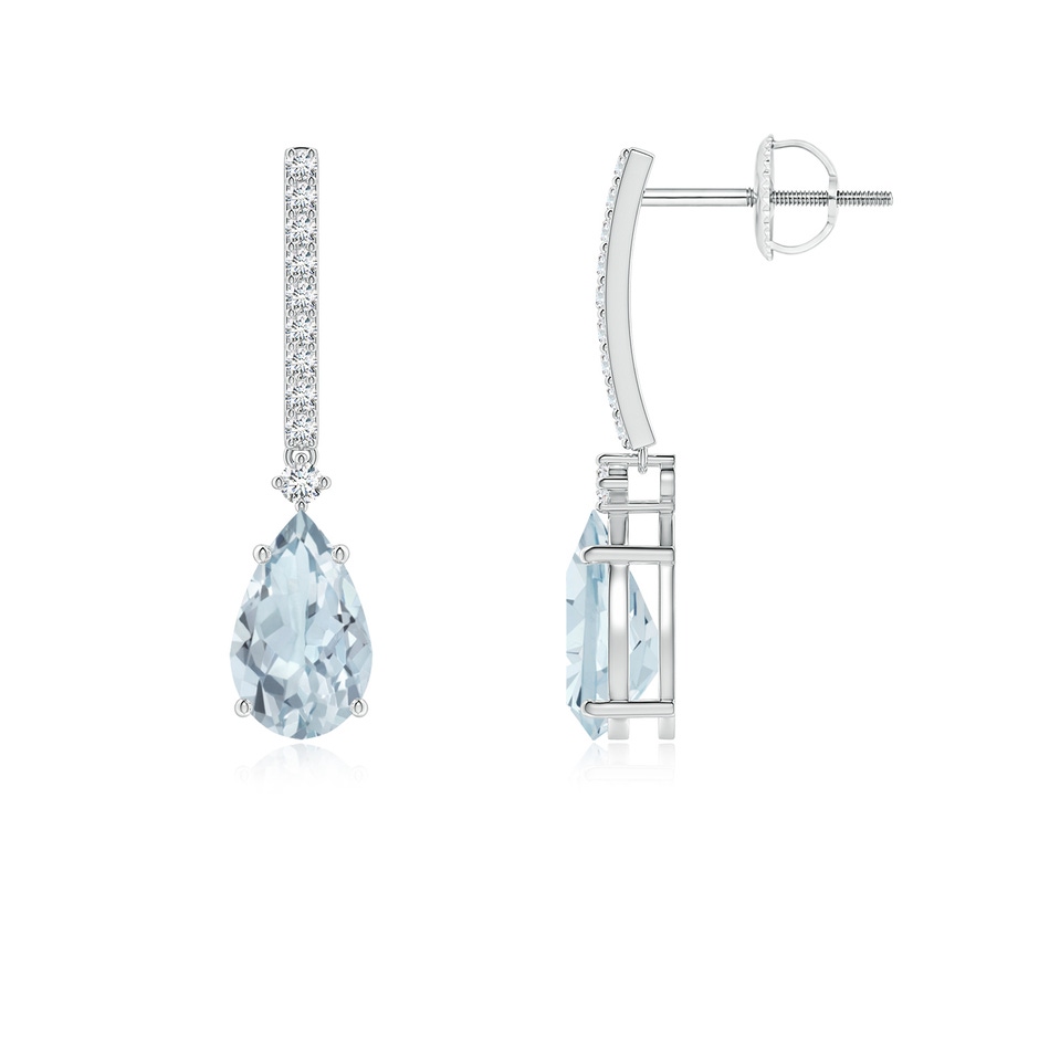 8x5mm A Solitaire Pear Aquamarine Drop Earrings with Diamonds in P950 Platinum 