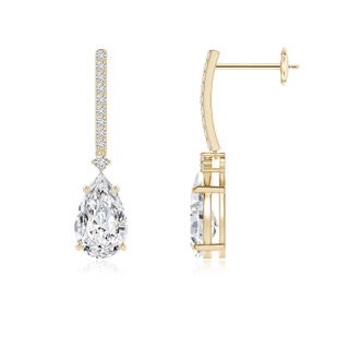 9x5.5mm HSI2 Pear-Shaped Diamond Drop Earrings in Yellow Gold