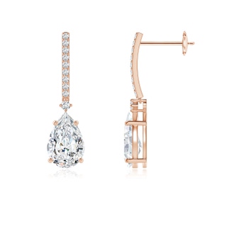 9x6mm GVS2 Pear-Shaped Diamond Drop Earrings in Rose Gold