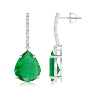 12x10mm AA Pear-Shaped Emerald Drop Earrings with Accents in P950 Platinum