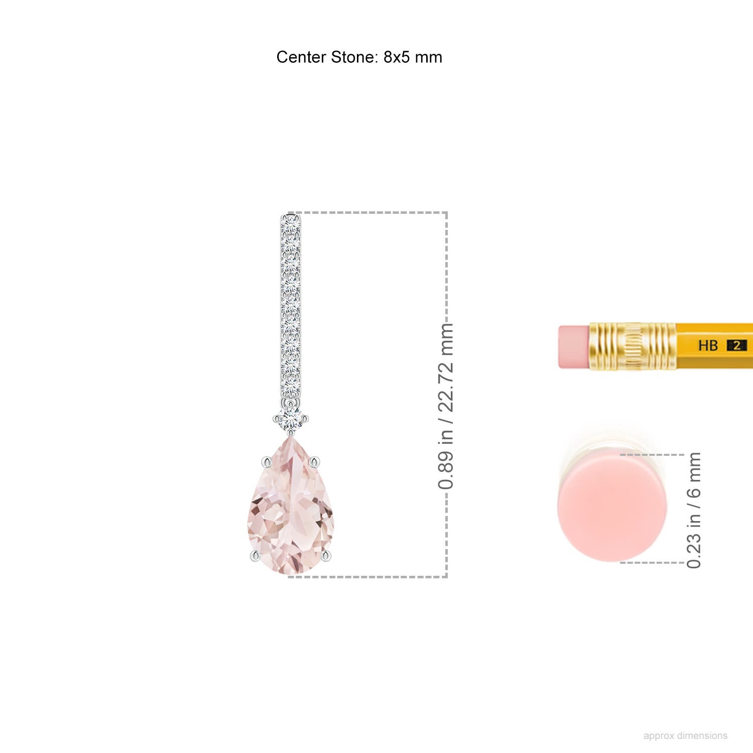 ANGARA 1.84 Ct Solitaire Pear Morganite Drop Earrings with Diamonds in 14K Gold - Picture 10 of 22