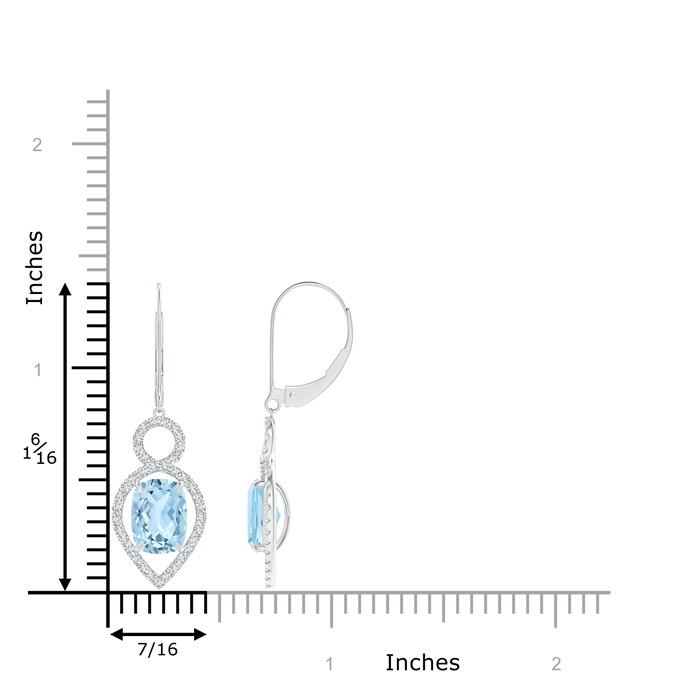 8x6mm AAA Cushion Aquamarine Infinity Drop Earrings with Diamonds in White Gold product image