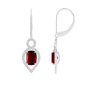 7x5mm AAAA Cushion Garnet Infinity Drop Earrings with Diamonds in P950 Platinum