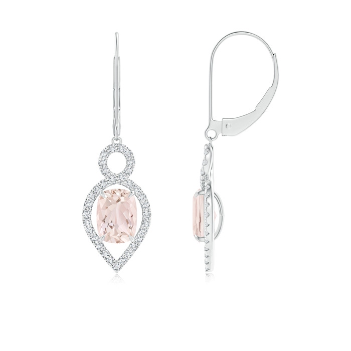 7x5mm A Cushion Morganite Infinity Drop Earrings with Diamonds in P950 Platinum 