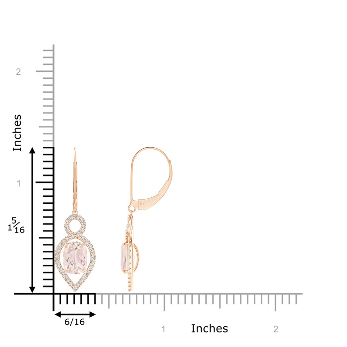 7x5mm A Cushion Morganite Infinity Drop Earrings with Diamonds in Rose Gold product image