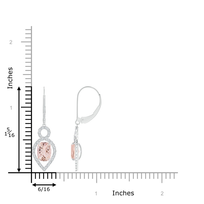 7x5mm AAA Cushion Morganite Infinity Drop Earrings with Diamonds in White Gold product image