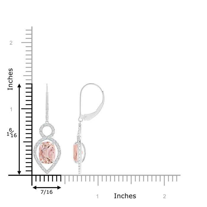 8x6mm AAAA Cushion Morganite Infinity Drop Earrings with Diamonds in P950 Platinum Product Image