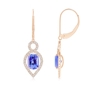 7x5mm AA Cushion Tanzanite Infinity Drop Earrings with Diamonds in 10K Rose Gold