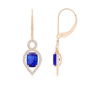 7x5mm AAA Cushion Tanzanite Infinity Drop Earrings with Diamonds in 10K Rose Gold