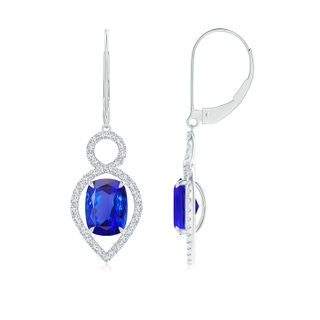 8x6mm AAA Cushion Tanzanite Infinity Drop Earrings with Diamonds in White Gold