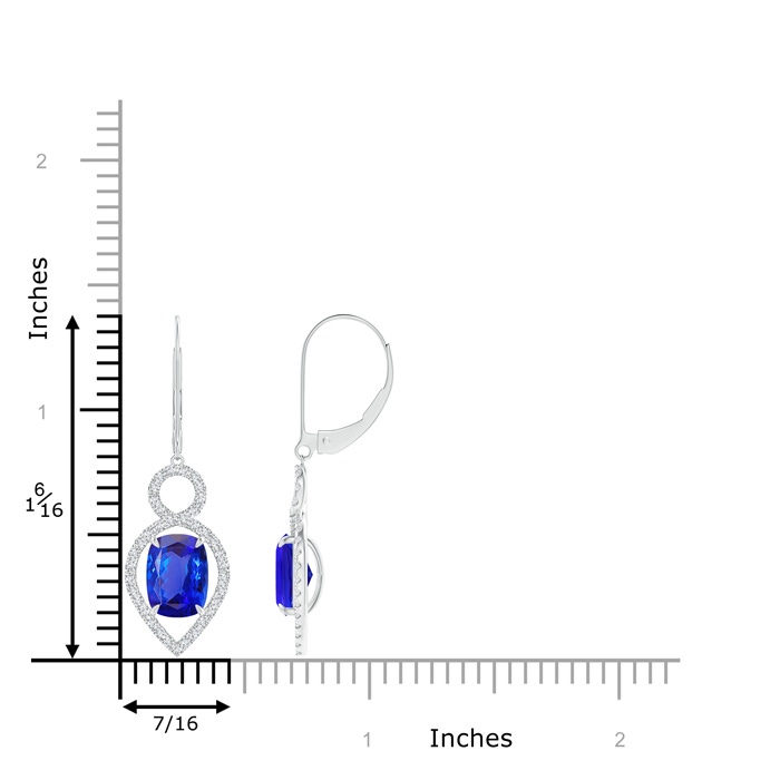 8x6mm AAA Cushion Tanzanite Infinity Drop Earrings with Diamonds in White Gold product image