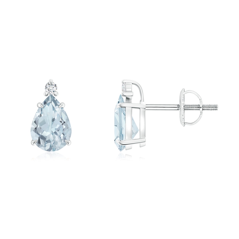 7x5mm A Classic Claw-Set Pear Aquamarine Solitaire Stud Earrings in P950 Platinum 