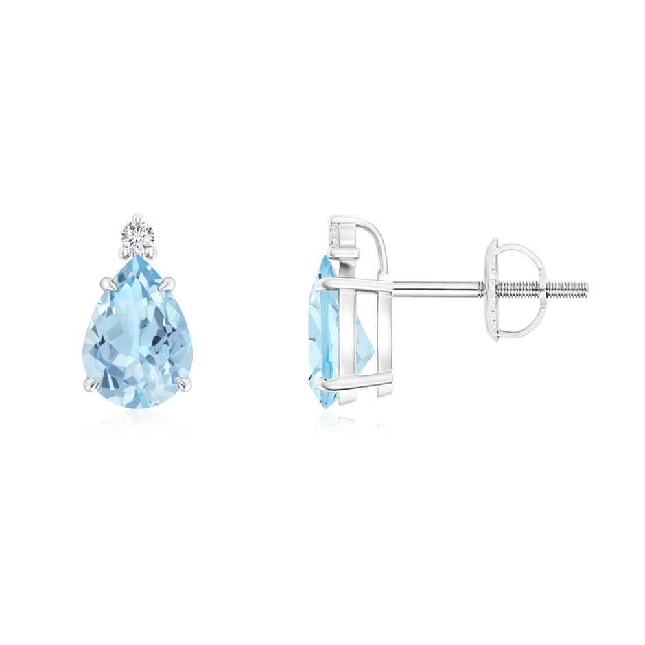 7x5mm AAA Classic Claw-Set Pear Aquamarine Solitaire Stud Earrings in 10K White Gold 