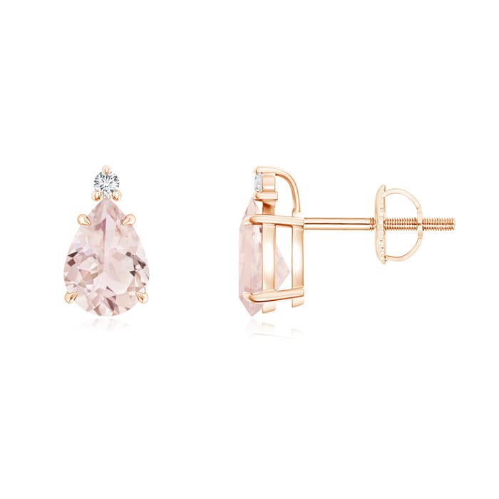 Classic Claw-Set Pear Morganite Solitaire Stud Earrings