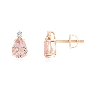 7x5mm AAA Classic Claw-Set Pear Morganite Solitaire Stud Earrings in Rose Gold