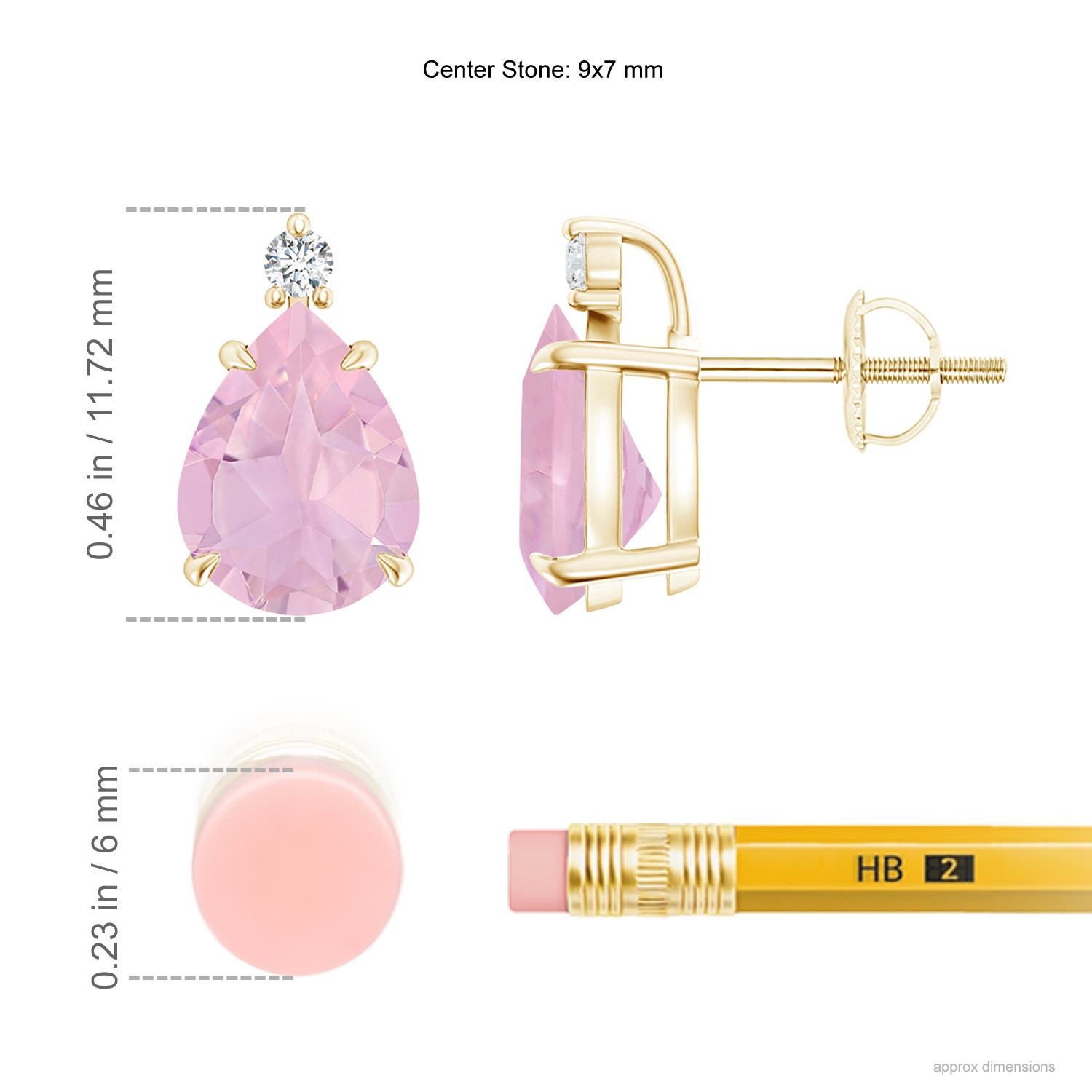 AAAA - Rose Quartz / 3.07 CT / 14 KT Yellow Gold