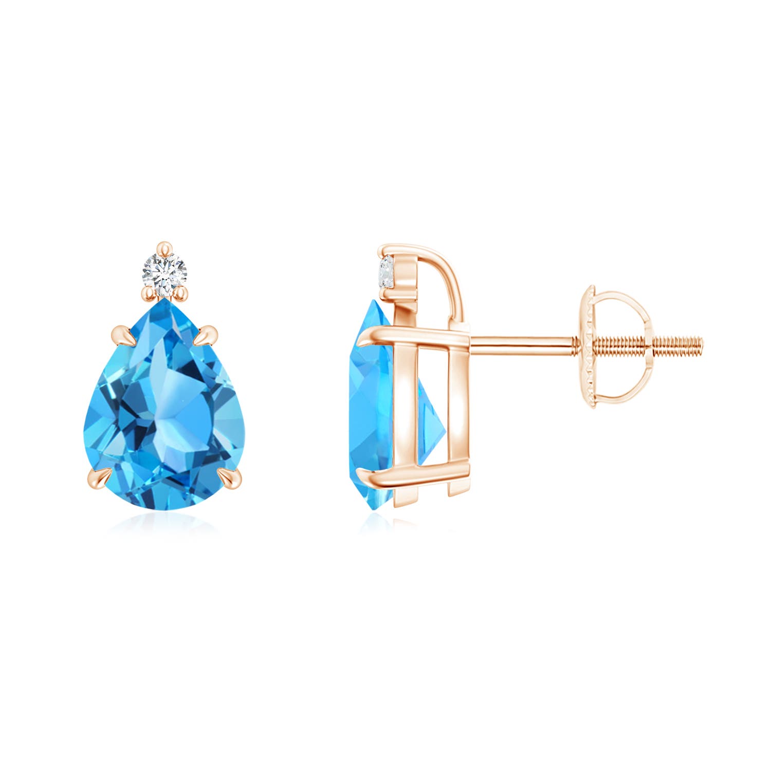 AAA - Swiss Blue Topaz / 3.14 CT / 14 KT Rose Gold